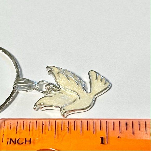 Silver White Dove Bird Pendant Necklace Plated 18" Enamel Holy Spirit Peace - Picture 11 of 11
